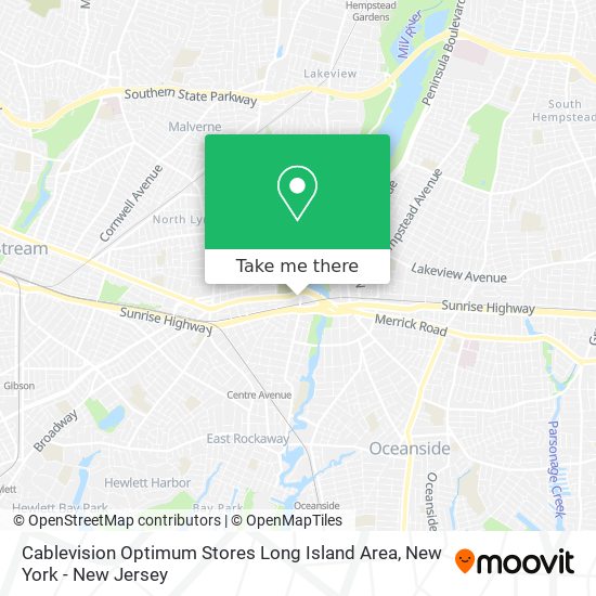 Mapa de Cablevision Optimum Stores Long Island Area