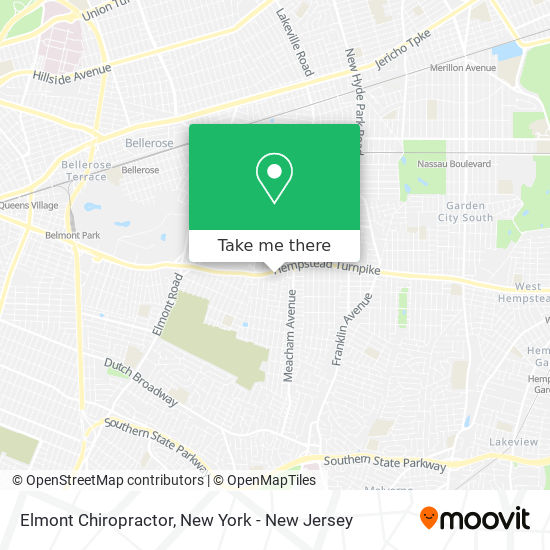 Elmont Chiropractor map