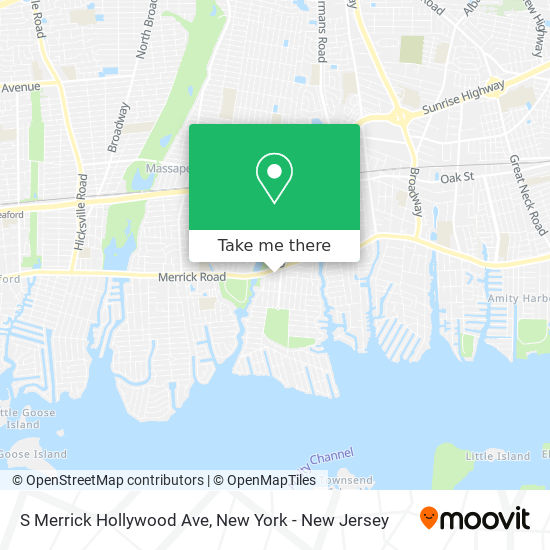 S Merrick Hollywood Ave map