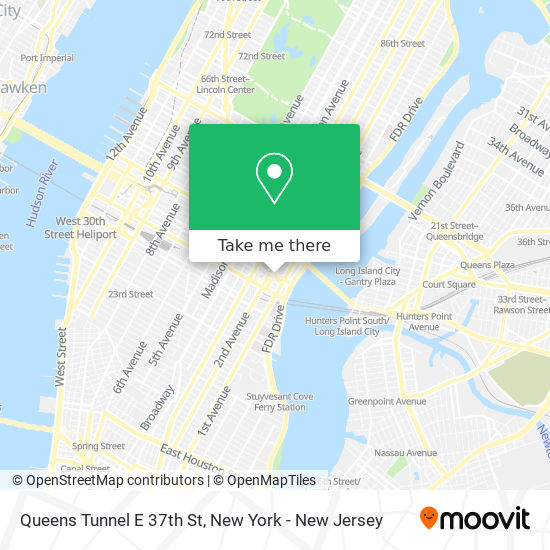 Queens Tunnel E 37th St map
