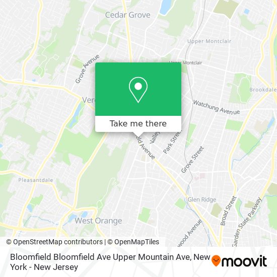 Mapa de Bloomfield Bloomfield Ave Upper Mountain Ave