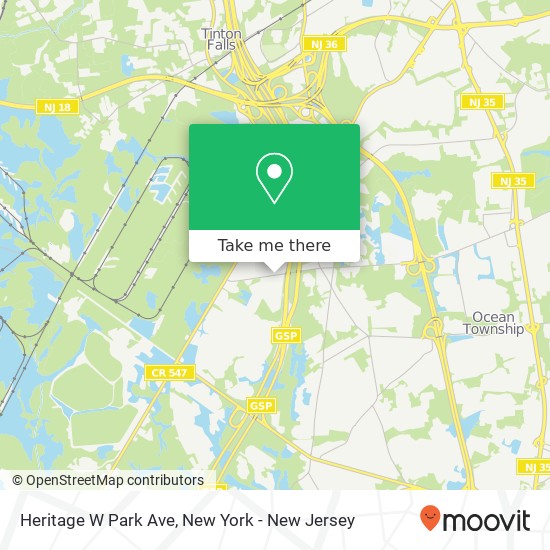 Mapa de Heritage W Park Ave, Tinton Falls, NJ 07712