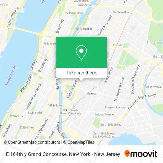 E 164th y Grand Concourse map