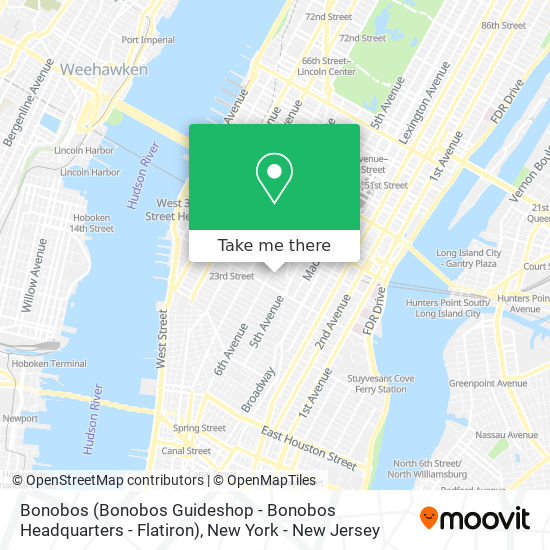 Mapa de Bonobos (Bonobos Guideshop - Bonobos Headquarters - Flatiron)