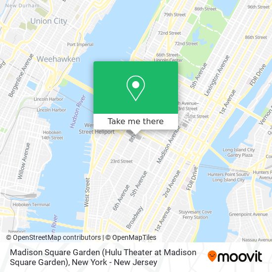 Mapa de Madison Square Garden (Hulu Theater at Madison Square Garden)