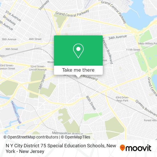 N Y City District 75 Special Education Schools map