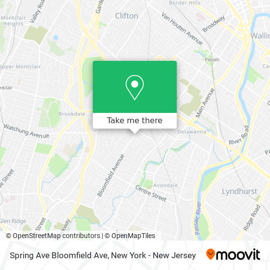 Spring Ave Bloomfield Ave map