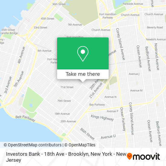 Mapa de Investors Bank - 18th Ave - Brooklyn