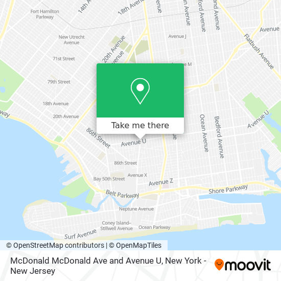 McDonald McDonald Ave and Avenue U map