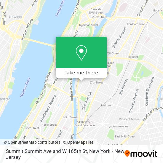 Summit Summit Ave and W 165th St map