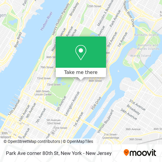 Mapa de Park Ave corner 80th St