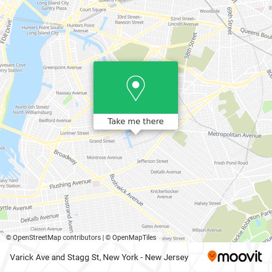 Varick Ave and Stagg St map