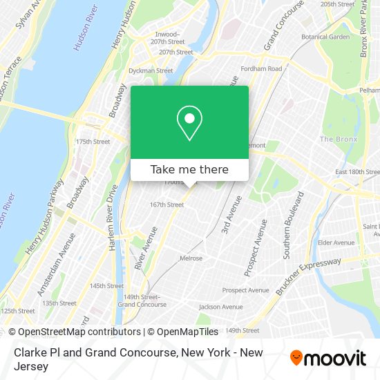 Clarke Pl and Grand Concourse map