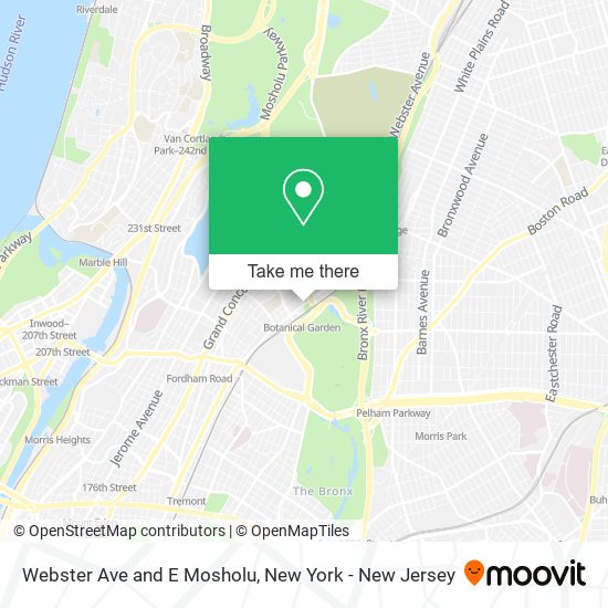 Webster Ave and E Mosholu map