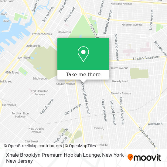 Mapa de Xhale Brooklyn Premium Hookah Lounge