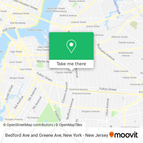 Bedford Ave and Greene Ave map
