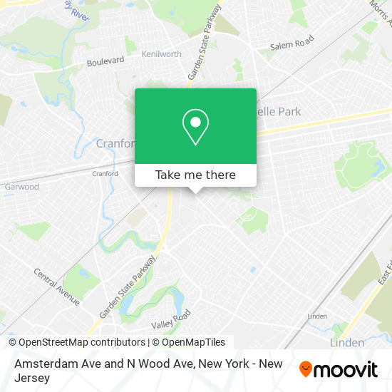 Amsterdam Ave and N Wood Ave map