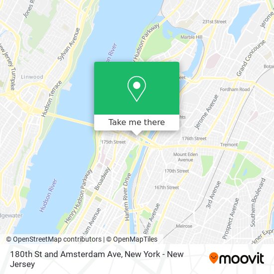 180th St and Amsterdam Ave map