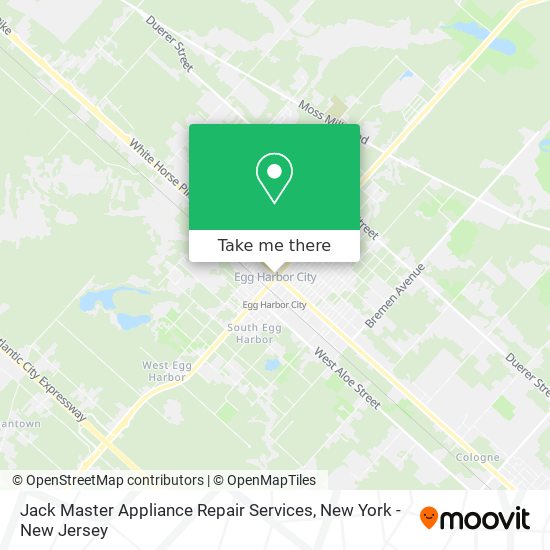 Mapa de Jack Master Appliance Repair Services