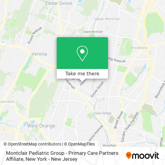 Montclair Pediatric Group - Primary Care Partners Affiliate map