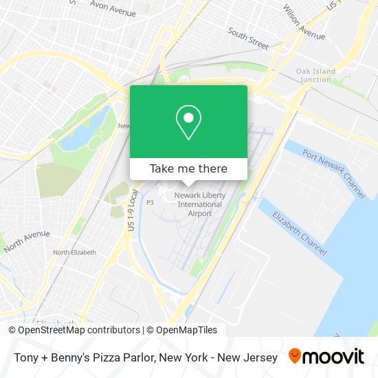 Tony + Benny's Pizza Parlor map