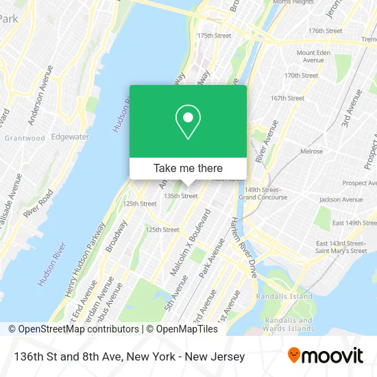 136th St and 8th Ave map