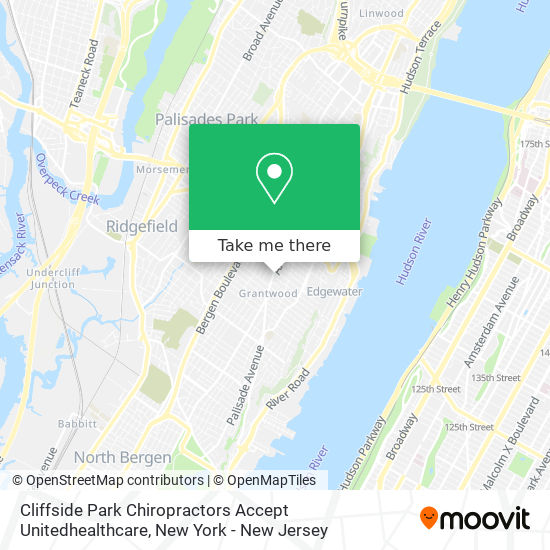 Cliffside Park Chiropractors Accept Unitedhealthcare map