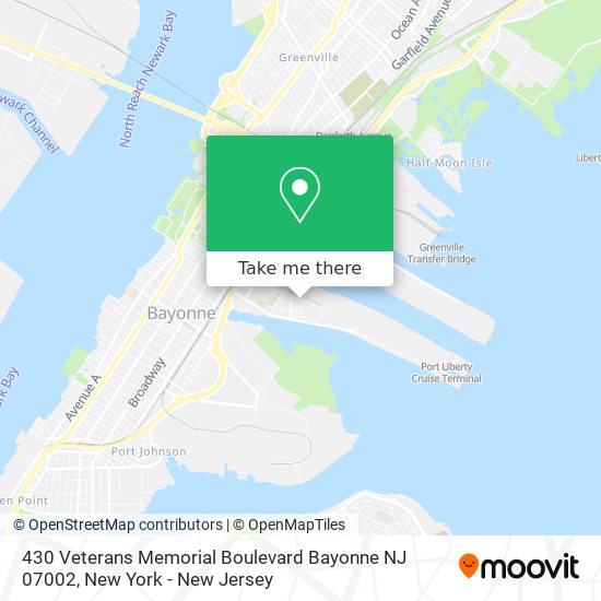 Mapa de 430 Veterans Memorial Boulevard Bayonne NJ 07002