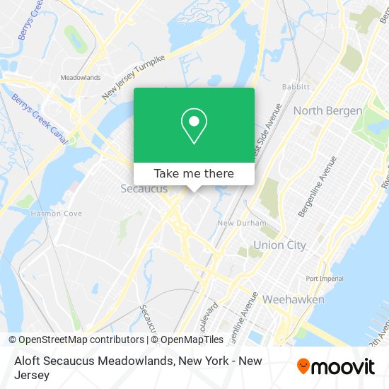 Aloft Secaucus Meadowlands map