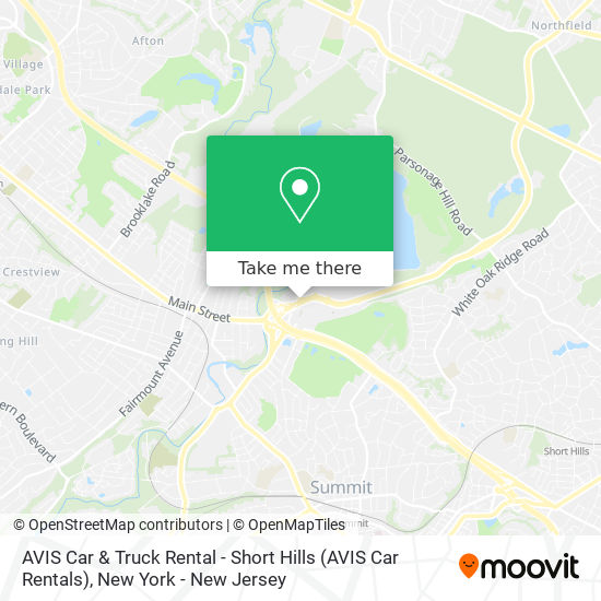 AVIS Car & Truck Rental - Short Hills (AVIS Car Rentals) map