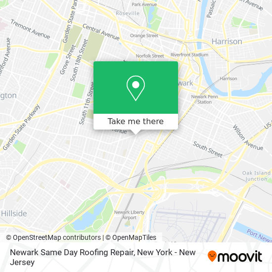 Newark Same Day Roofing Repair map