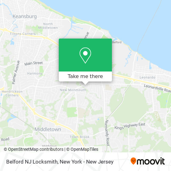 Mapa de Belford NJ Locksmith