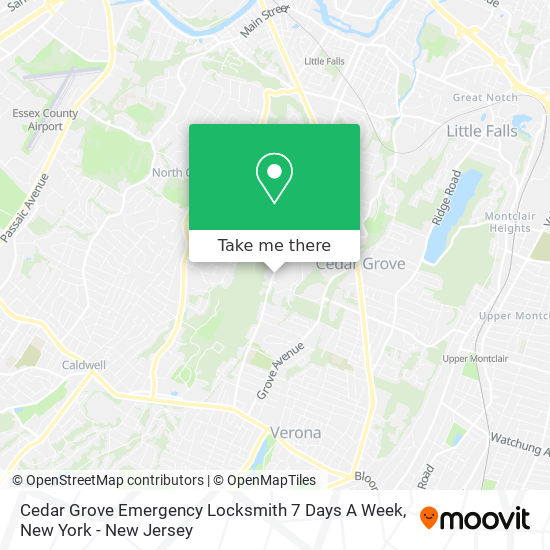 Cedar Grove Emergency Locksmith 7 Days A Week map