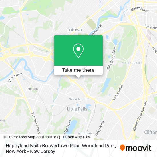 Happyland Nails Browertown Road Woodland Park map