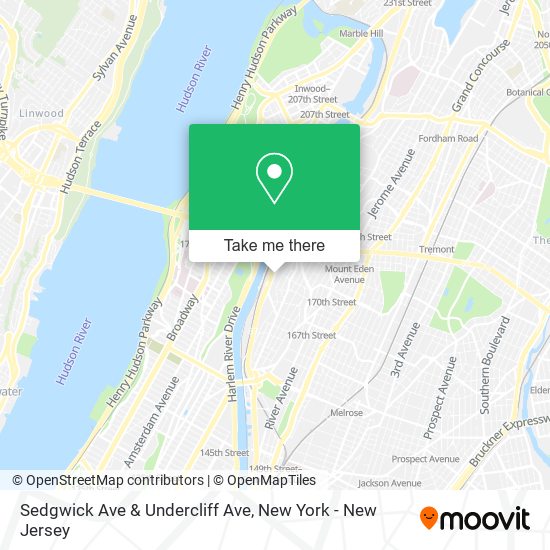 Mapa de Sedgwick Ave & Undercliff Ave