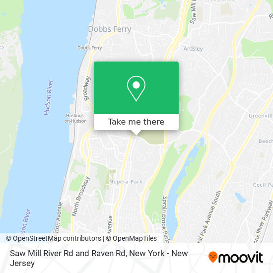 Saw Mill River Rd and Raven Rd map