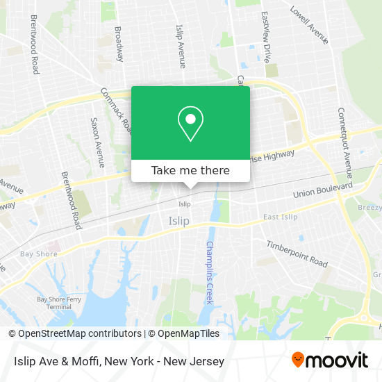 Islip Ave & Moffi map