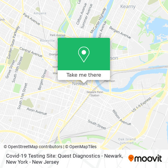Mapa de Covid-19 Testing Site: Quest Diagnostics - Newark