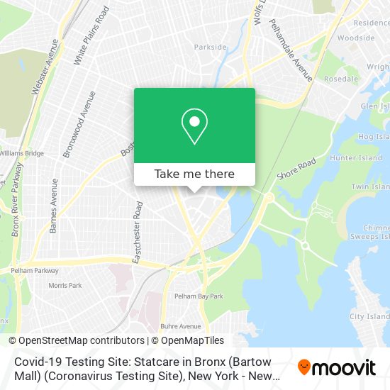 Mapa de Covid-19 Testing Site: Statcare in Bronx (Bartow Mall) (Coronavirus Testing Site)