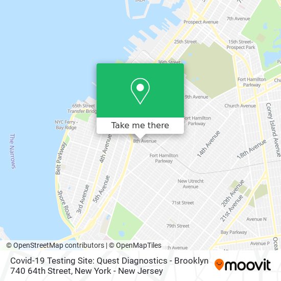 Mapa de Covid-19 Testing Site: Quest Diagnostics - Brooklyn 740 64th Street