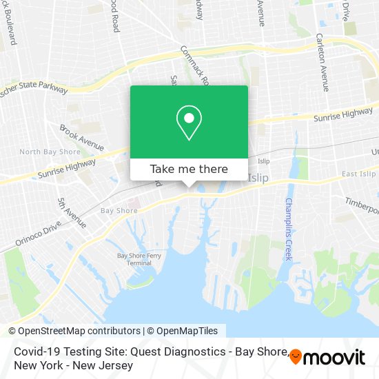 Mapa de Covid-19 Testing Site: Quest Diagnostics - Bay Shore