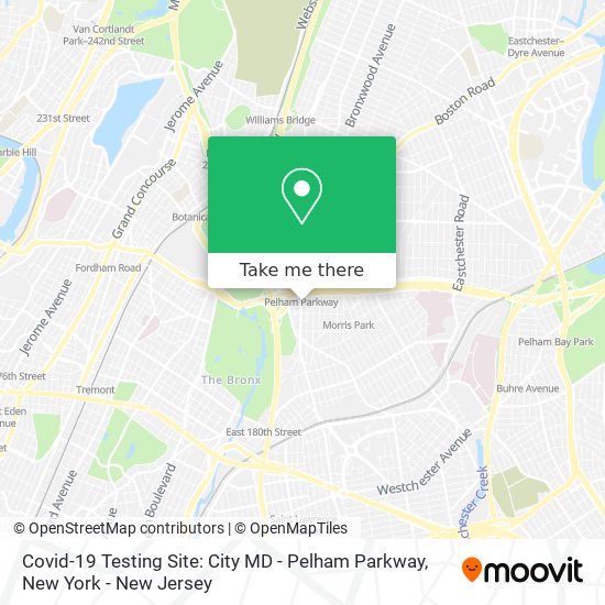 Covid-19 Testing Site: City MD - Pelham Parkway map