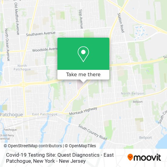 Mapa de Covid-19 Testing Site: Quest Diagnostics - East Patchogue
