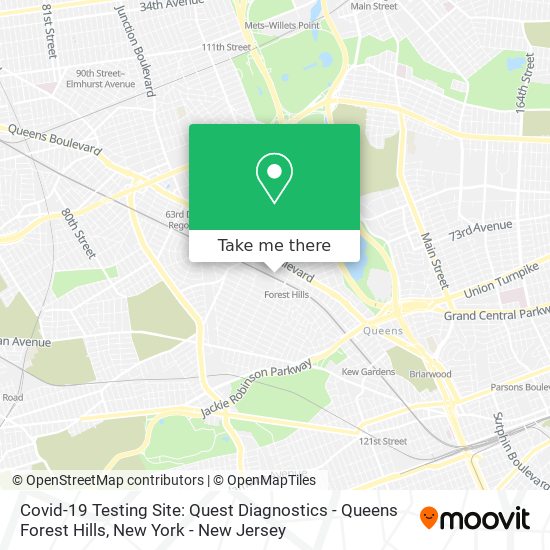 Covid-19 Testing Site: Quest Diagnostics - Queens Forest Hills map