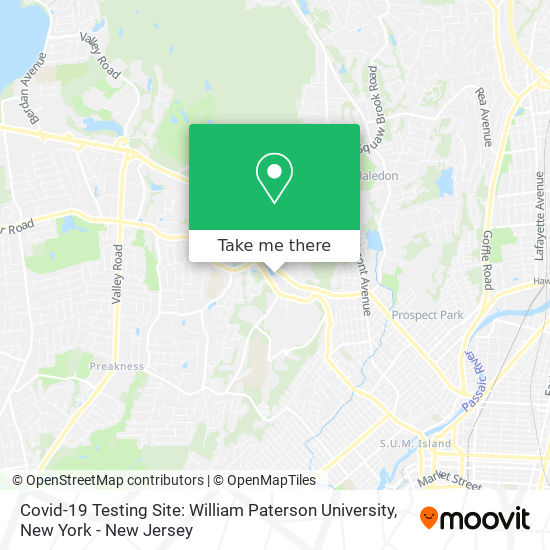 Mapa de Covid-19 Testing Site: William Paterson University