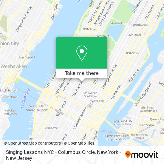 Mapa de Singing Lessons NYC - Columbus Circle