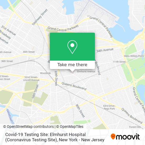 Mapa de Covid-19 Testing Site: Elmhurst Hospital (Coronavirus Testing Site)