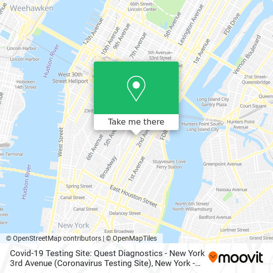 Covid-19 Testing Site: Quest Diagnostics - New York 3rd Avenue (Coronavirus Testing Site) map