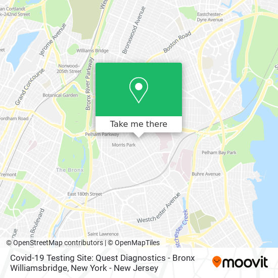 Covid-19 Testing Site: Quest Diagnostics - Bronx Williamsbridge map