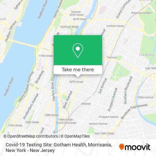 Covid-19 Testing Site: Gotham Health, Morrisania map